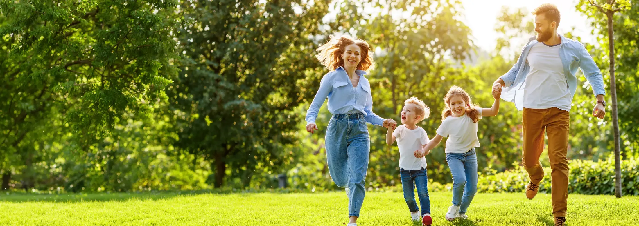family running outside
